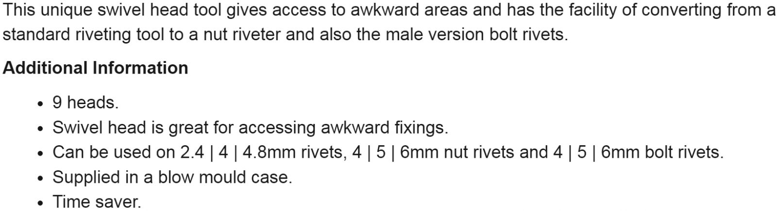 אקדח ניטים מקצועי עם תשע פיות LASER TOOLS 3713